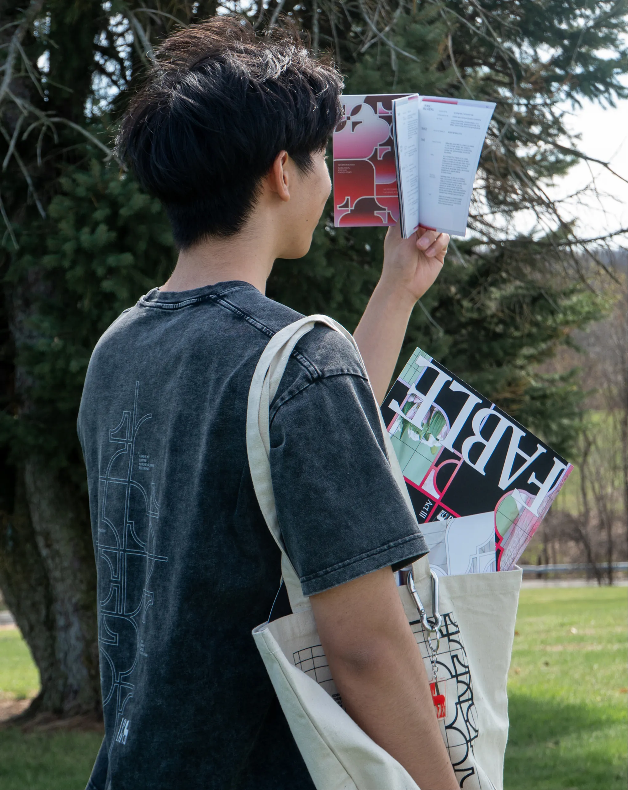 Garrett wearing Fable merch